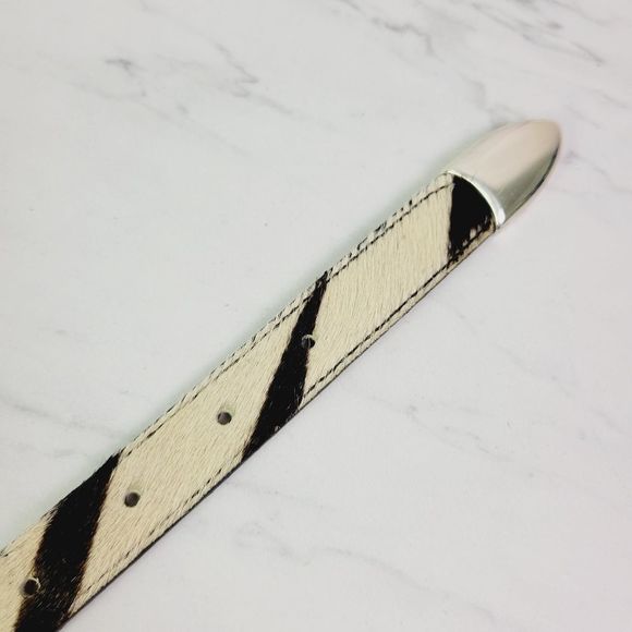 BB Simon Zebra print calf hair leather belt silver buckle - Picture 5 of 7